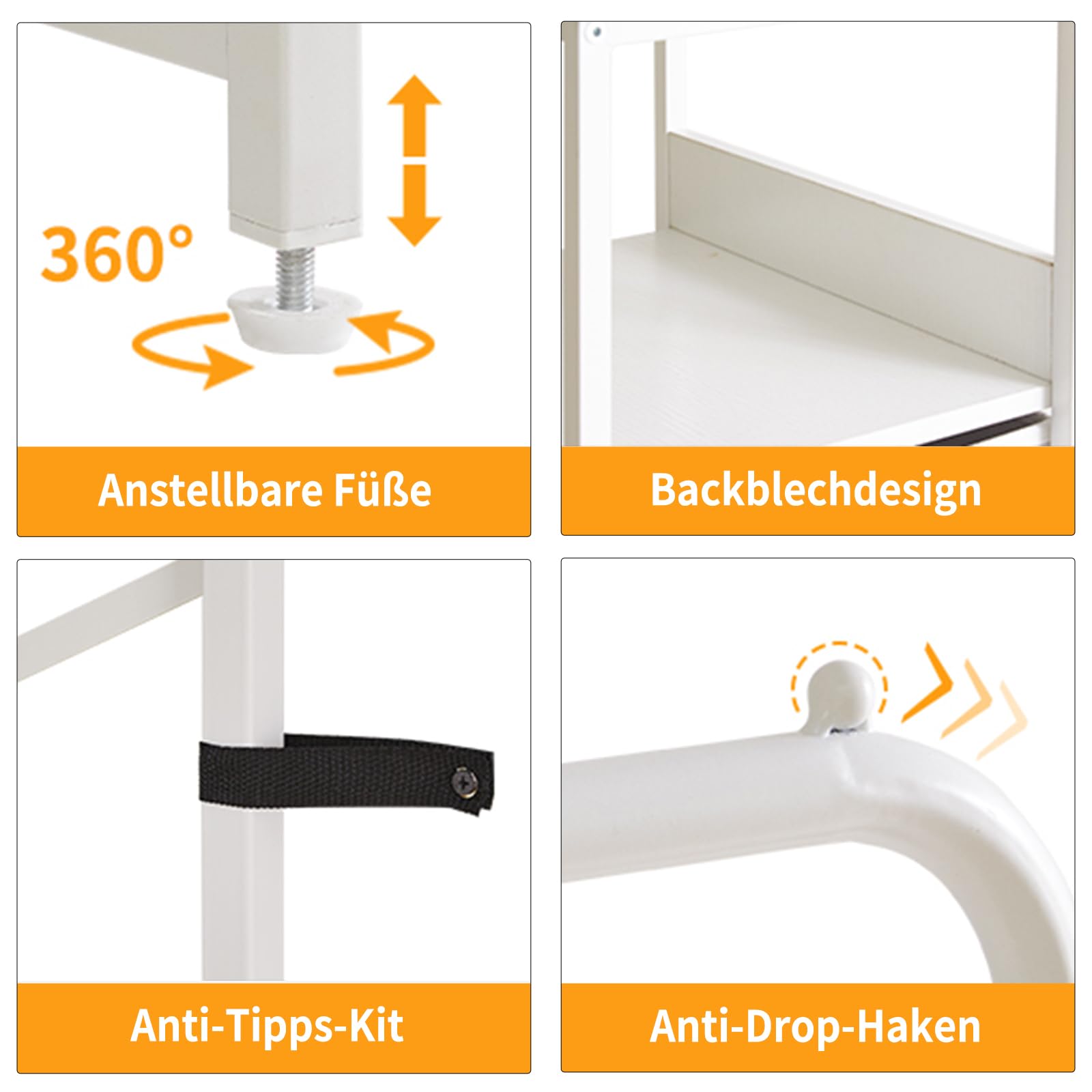 Aibiju Stoffkommode fürs Schlafzimmer, Stoffschubladenschrank mit Regalen und Kleiderstange, wendbarer Kleiderbügel für Flur, Eingangsbereich, Schlafzimmer, Wohnzimmer, Weiß YD-TM081W