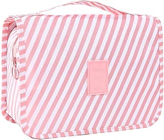 شنطة تخزين وتنظيم مستحضرات تجميل وادوات زينة قابلة للفصل والطي ومناسبة للسفر للنساء من فابلز، نايلون، زهري