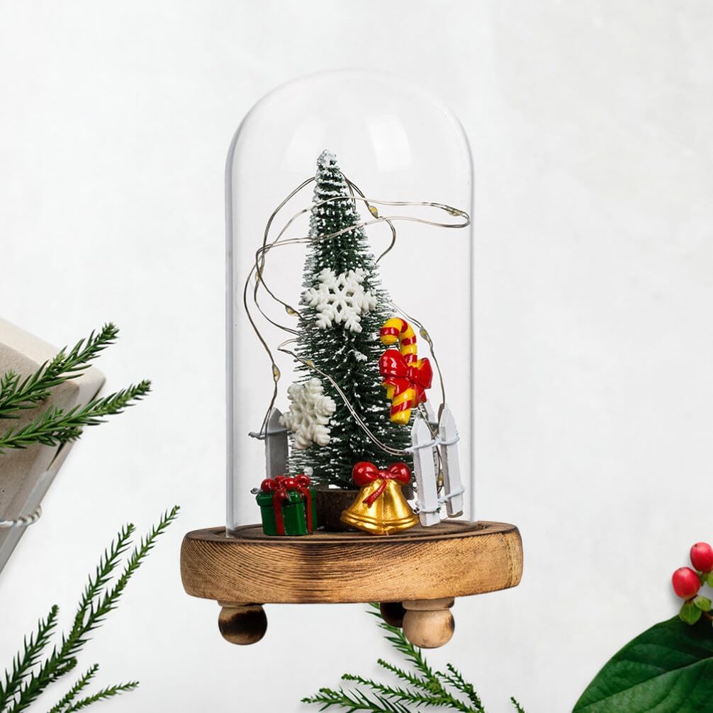 Happyyami 2pcs Christmas Tree Globe Lantern Fairy Lights Glass Dome with Christmas Tree Christmas Decortive Night Lights Christmas Tree Lights Xmas Night Lights Led Office Bell Shaped