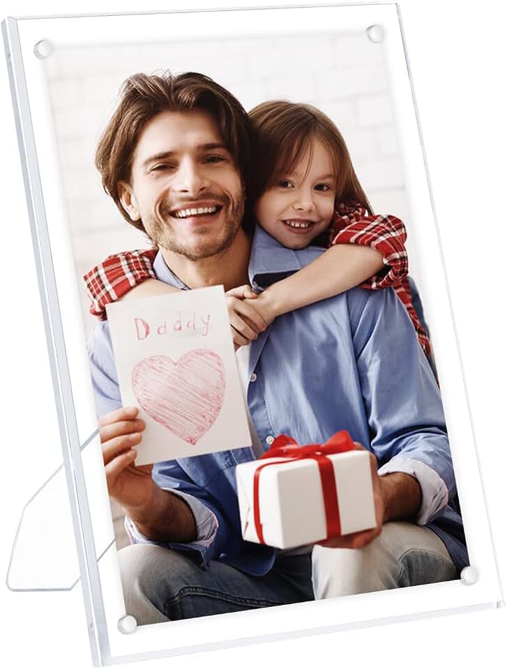 Egofine 4x6 Acrylic Frame 1 Pack, Clear Picture Frames with Stand, Magnetic Acrylic Photo Frames for Tabletop Display Horizontally