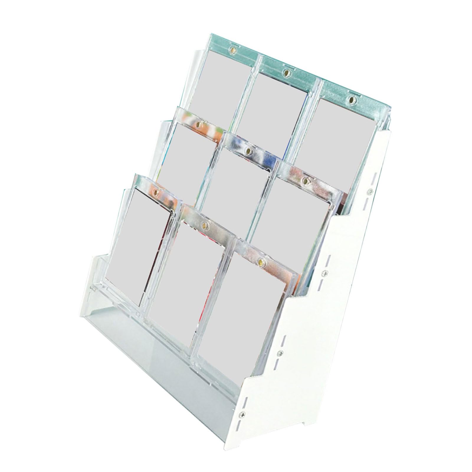 Tsophreniq White Tabletop Acrylic Card Showcases Stand Elegant 3 Tiers Trading Card Storage Rack Practical Baseball Display Rack Collector Accessories