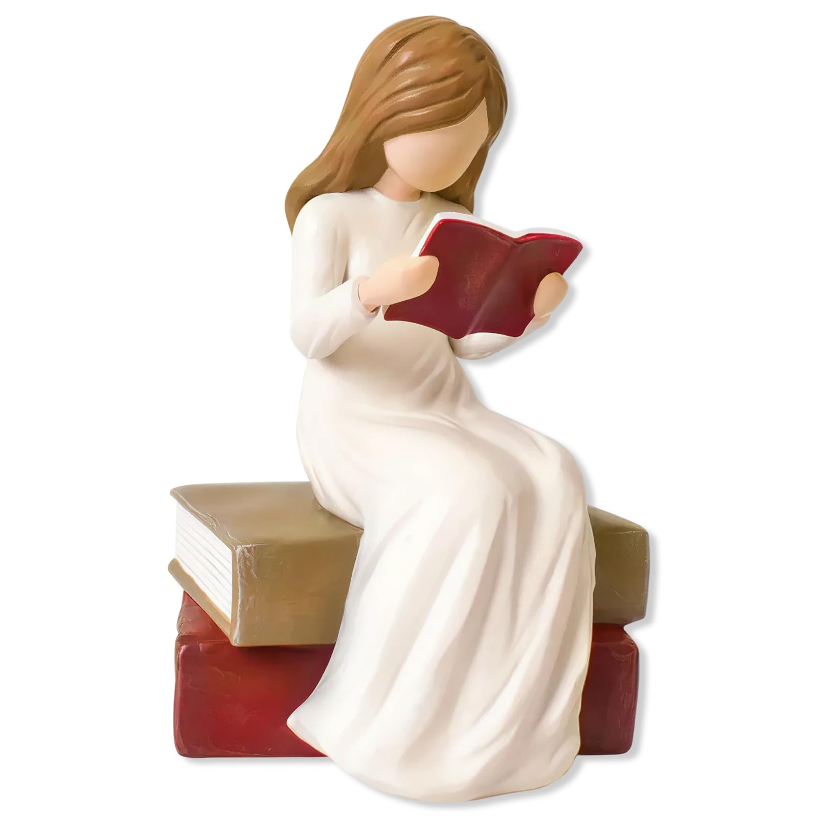 Book Ornaments, Girl Reading Statue, Whimsical Living Room Accessories, Desktop Decor Ornaments for Home Shelves Mantels & Entryway, Book Lover Gifts for Women, Friends, Teachers, Students, Bookworms