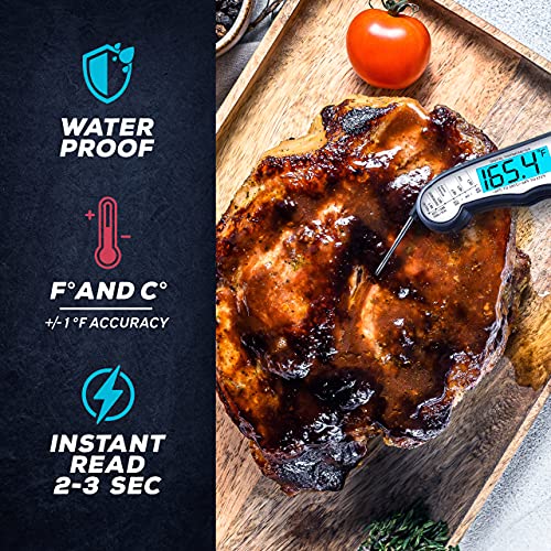 Kizen Digital Meat Thermometer With Probe - Waterproof, Kitchen Instant Read Food Thermometer For Cooking, Baking, Liquids, Candy, Grilling Bbq & Air Fryer - Black/White #TOP1