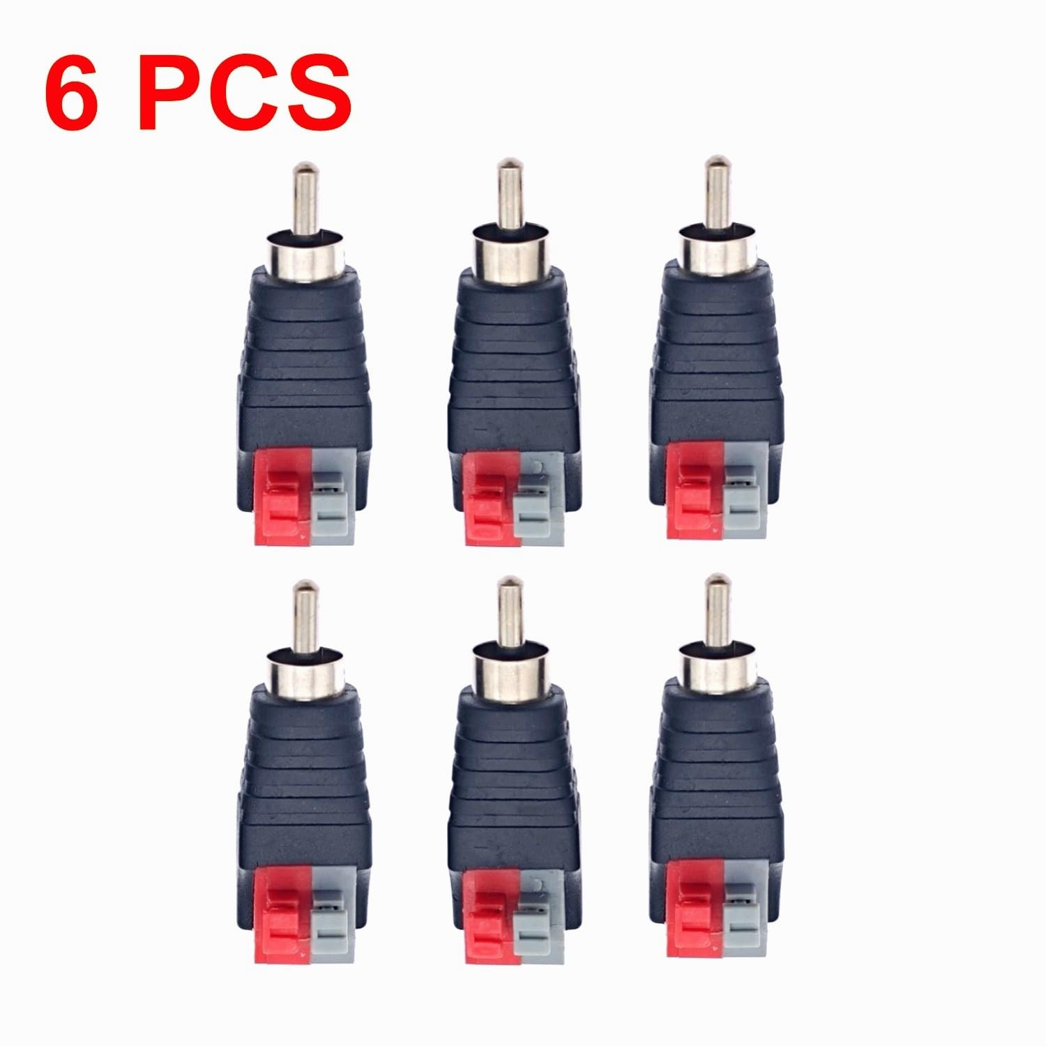 JZK 6X RCA Male Adapter, RCA Audio Video AV Plug Push Button DC Power