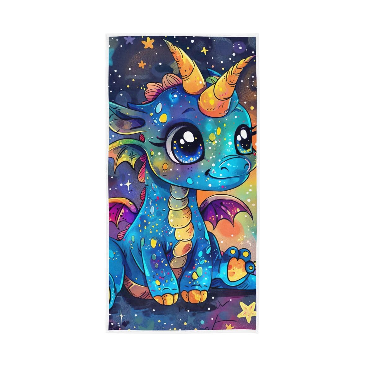 LSRCPD Cute Dragon Rainbow Sky Hand Towel, Bathroom Towel for Bathroom, Gym, Hotel, Spa 15 x 30 Inches