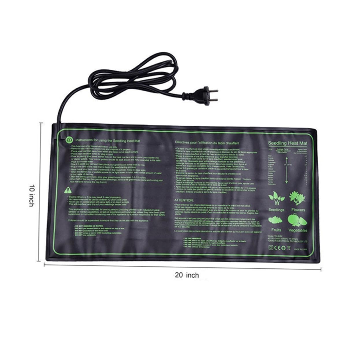 BESPORTBLE 230v Tappetino Riscaldante Per Piante e Resistente Riscaldamento Idroponico Silicone Per Germinazione e Propagazione Di Piantine Nero Eu