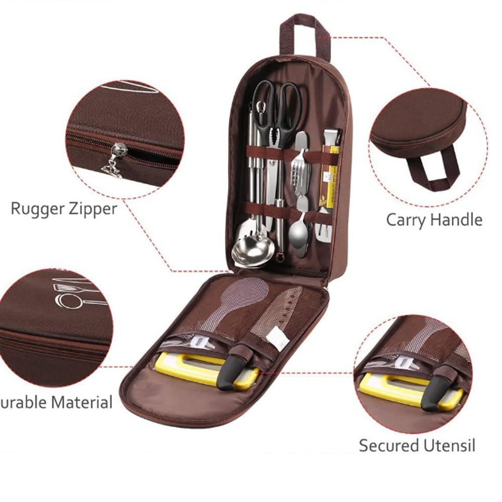Oaygat Camping Cooking Utensils Organizer Bag Outdoor Cooking Utensil Bag Waterproof Storage Bag Kitchen Multifunctional Portable Pouch for Travel Picnics - Image 2