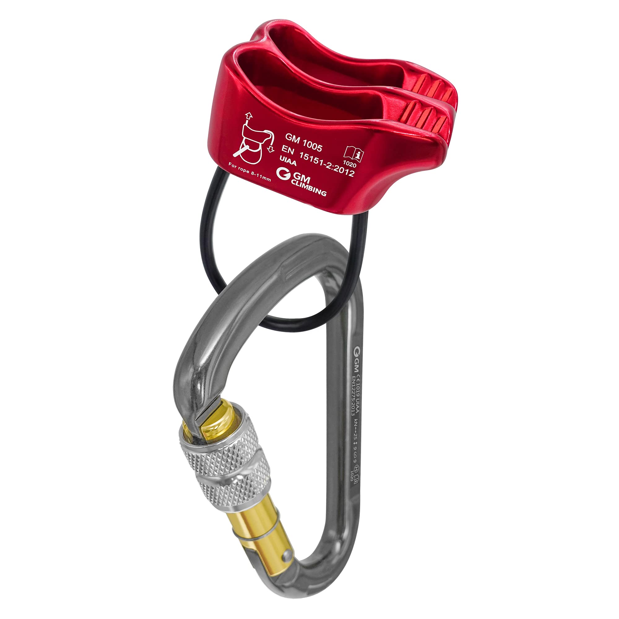GM CLIMBINGMicro Belay Device Tubular V-grooved EN 15151-2 UIAA Certified