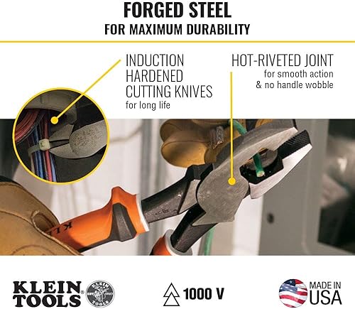 Miniatura 4 de Klein Tools 94130 - Juego de herramientas de destornillador aislado de 1000 V y alicates 2037EINS Linemans, cortadores laterales de nariz larga, 7
