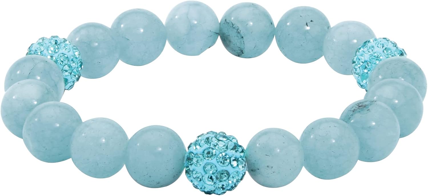 PalmBeach Genuine Agate Birthstone Stretch Bracelet (10mm), 8 inch Length