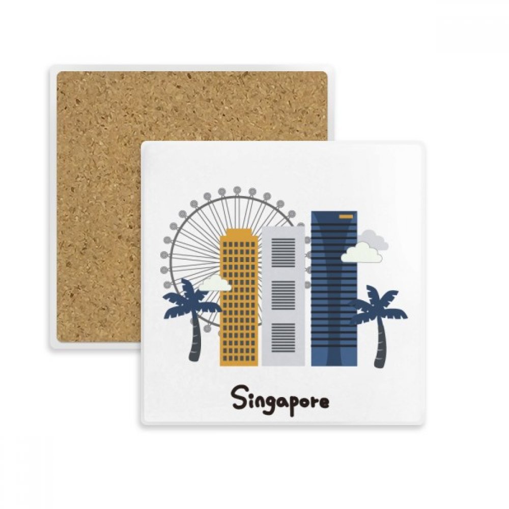 Singapore Flyer dessous de verre absorbant multicouleur en pierre pour tasse