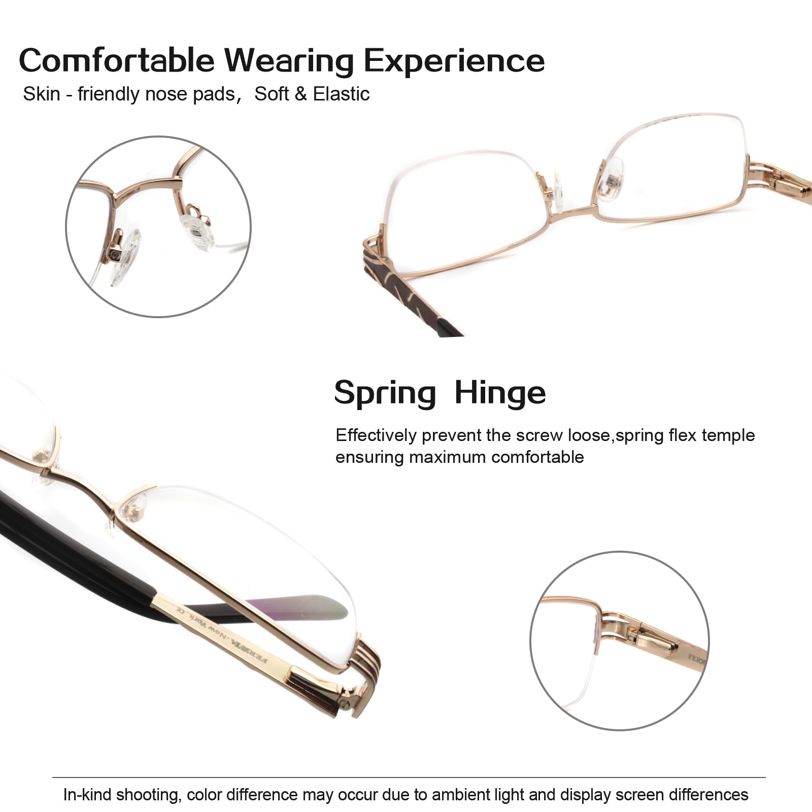 Metalowe unikalne damskie okulary retro eleganckie moderno popularne brązowe złoto okulary