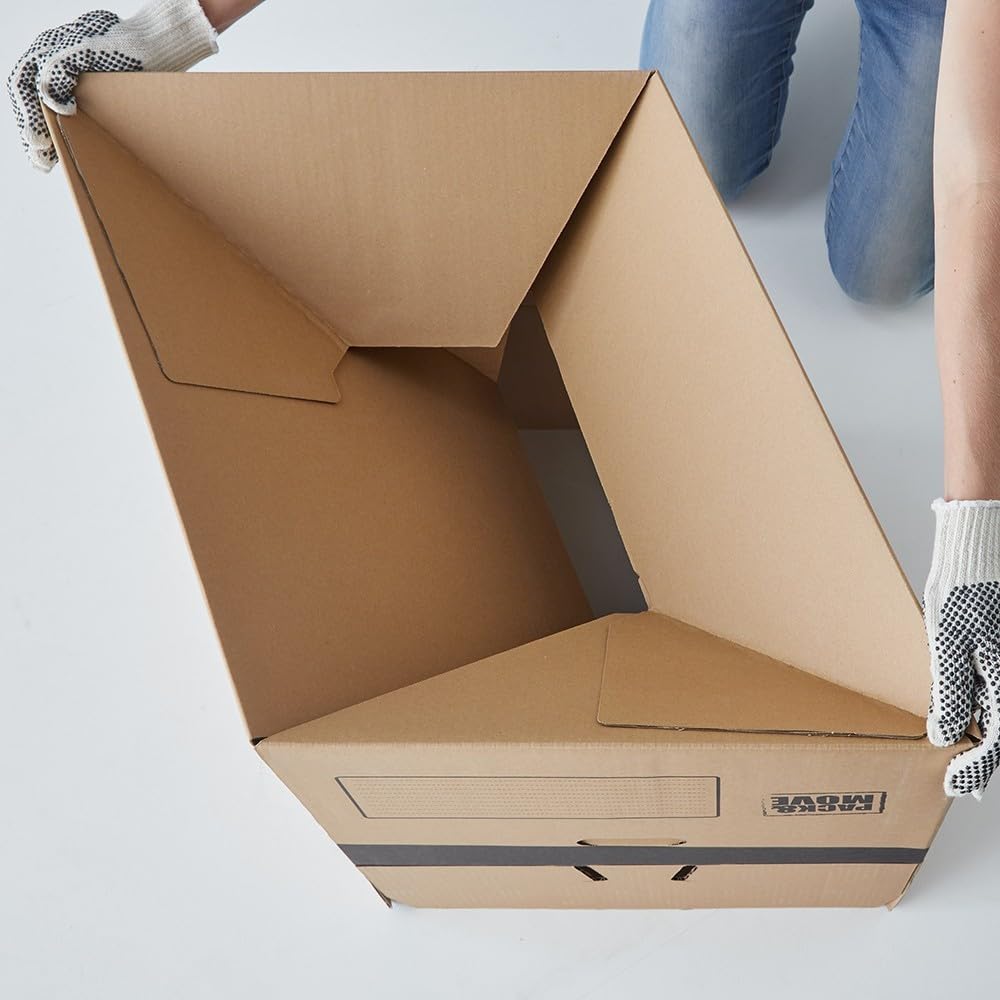 Pack de cajas de cartón para mudanza con fondo automático - 60x50x40cm - Charge max 30KG / 120L - certificados FSC 70% - Pack and Move (20)
