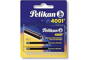 10 Pack Pelikan 4001 GTP/5 Ink Cartridges for Fountain Pens, Brilliant Black, 1.4ml (330860)