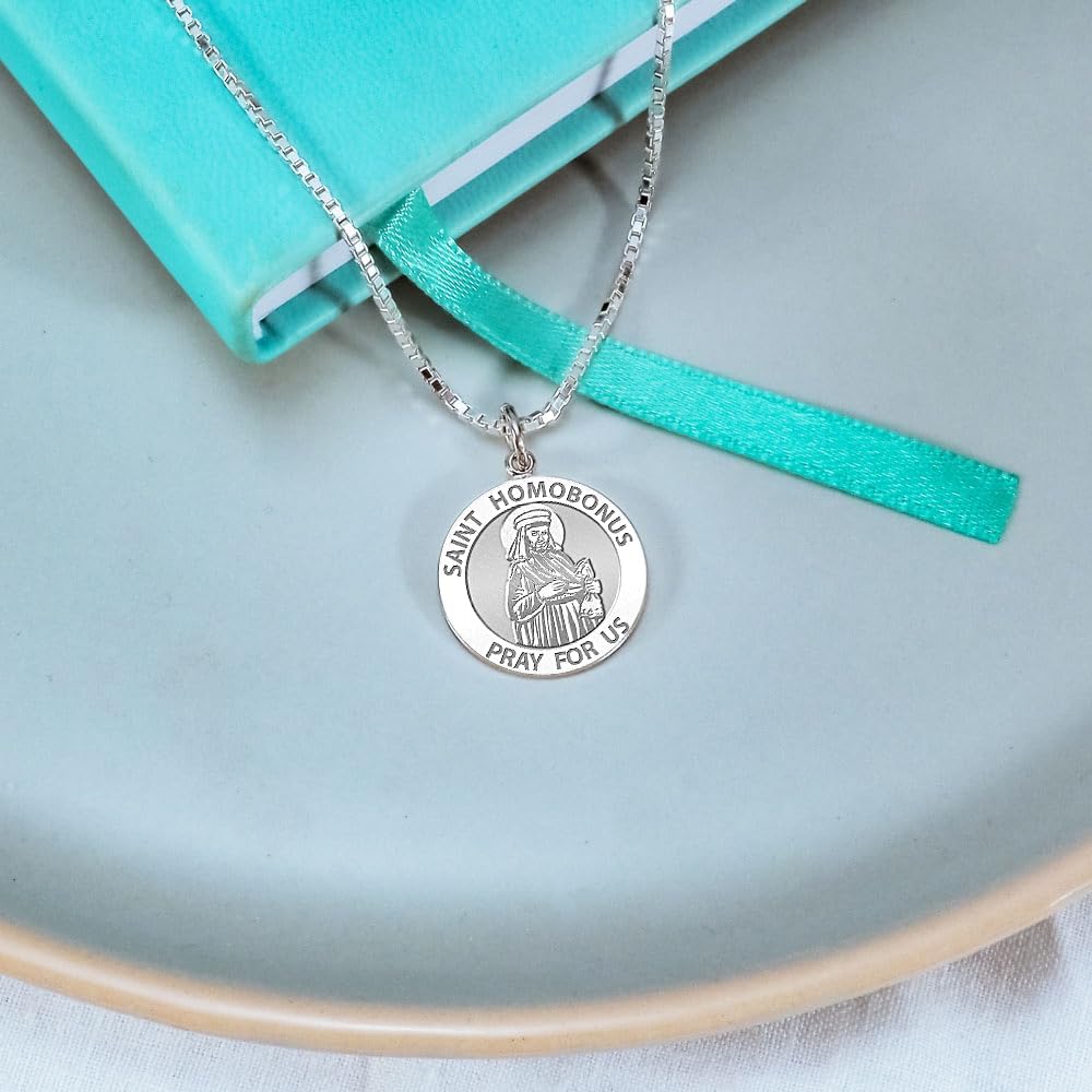 Homobonus Religious Medal – Available inソリッド10 K and14 【ローマガラスペンダントネックレス】 K黄色また