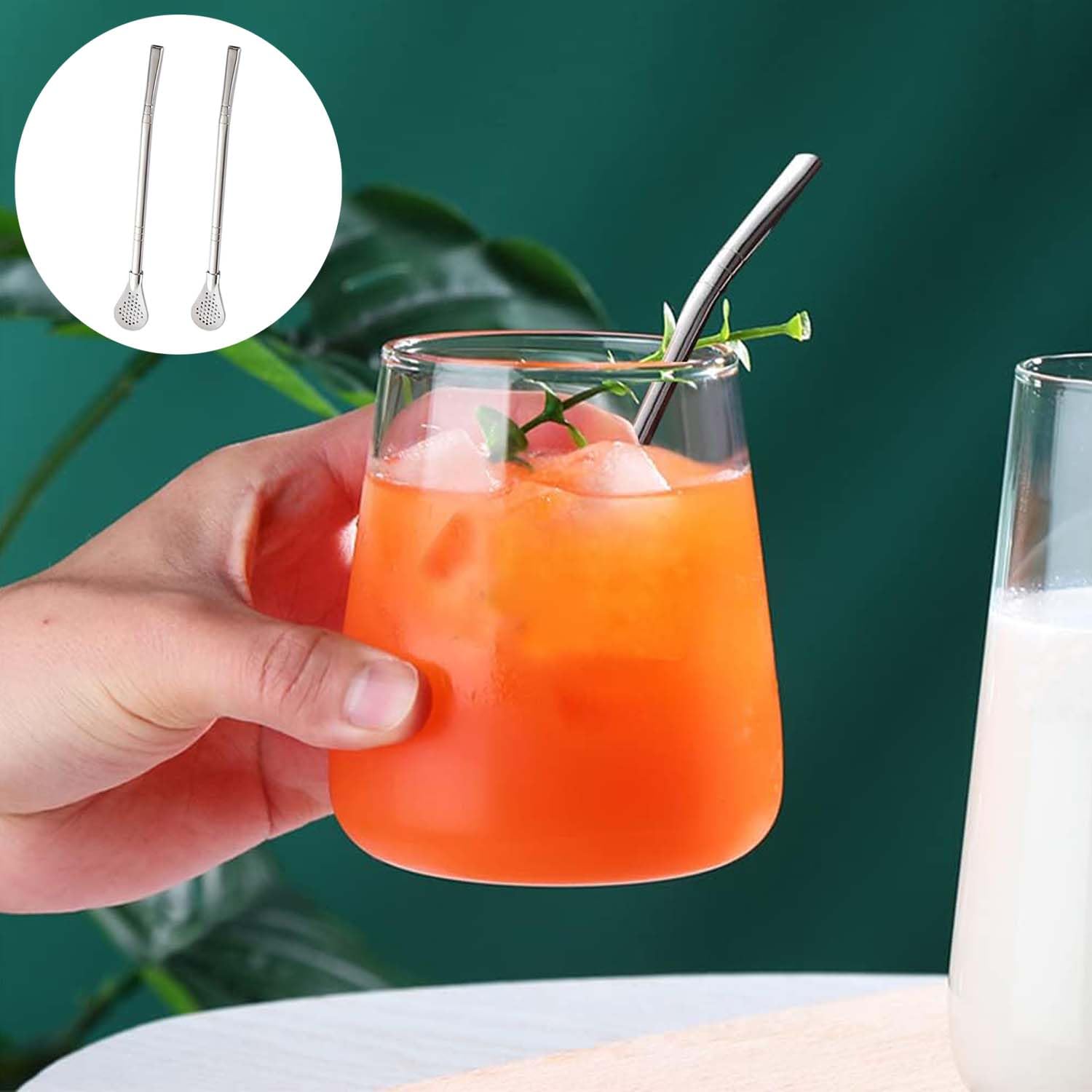 Set 10 Cucchiai-Cannuccia In Acciaio Inox Con Pennello - Riutilizzabili, Per Bevande Calde E Fredde, Lavabili In Lavastoviglie - 5