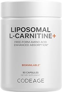 Codeage L-Carnitine 500mg Supplement, 3-Month Supply, L-Carnitine L-Tartrate, Free Form Amino Acid, 1 Capsule A Day, Liposomal Delivery for Enhanced Absorption, Vegan & Non-GMO - 90 Capsules