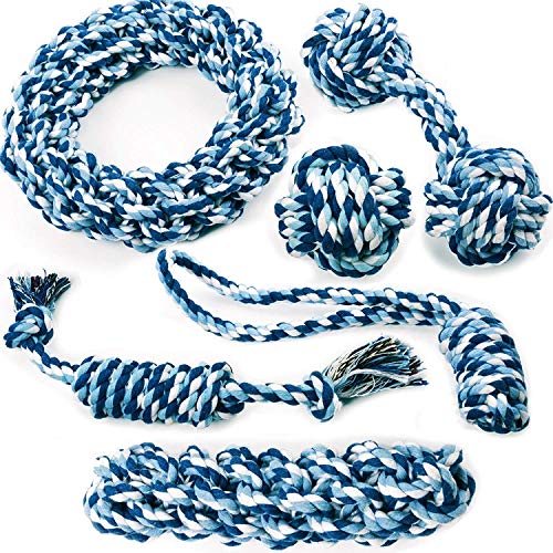 Ksnrang Ensemble Lot de de Jouets pour Chien, durables mâcher Coton Tressée Corde Jouet Solitude Petits et Moyens Chiens santé (Lot de 6) Cover