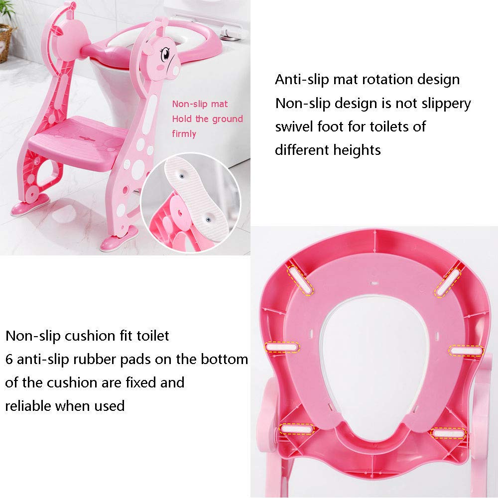 Reductor De WC para Ninos, Entrenador De Inodoro Ajustable para Niños Pequeños con Asiento De Inodoro Y Escalera De Taburete para Niños Y Niñas,D