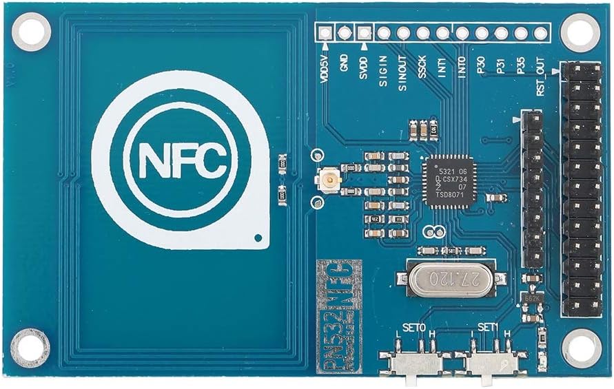 ASHATA NFC RFID Controller Breakout Board,UNO R3 13.56mHz PN532 RFID IC Card Reader Module NFC Board for Arduino Raspberry PI,supports for SPI, IIC, UART interface switching.