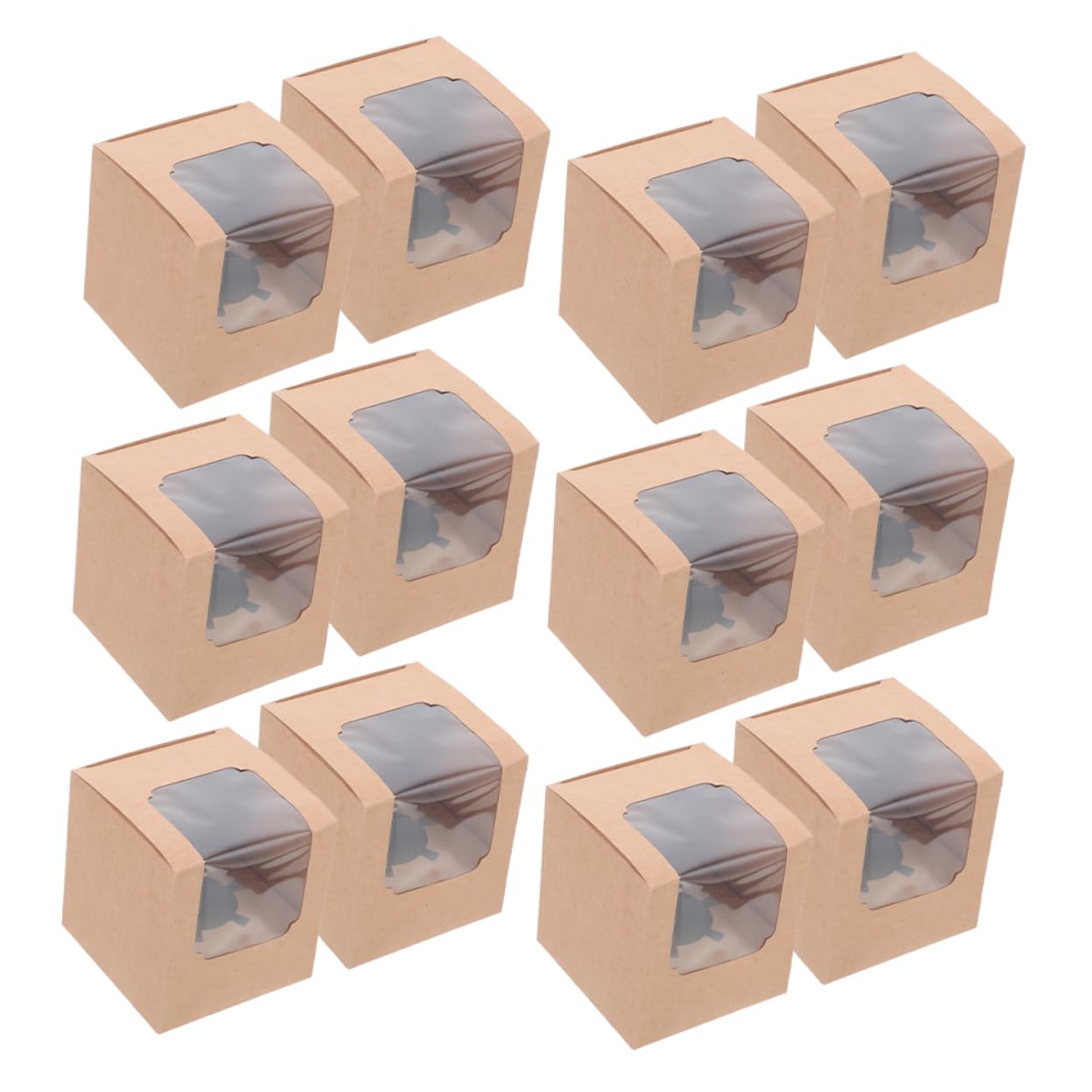 PRETYZOOM 40Pcs Kraft Cupcake Boxes with Inserts and Window Individual Containers for Muffins and Pastries Portable Carrier for Weddings Birthdays and Showers