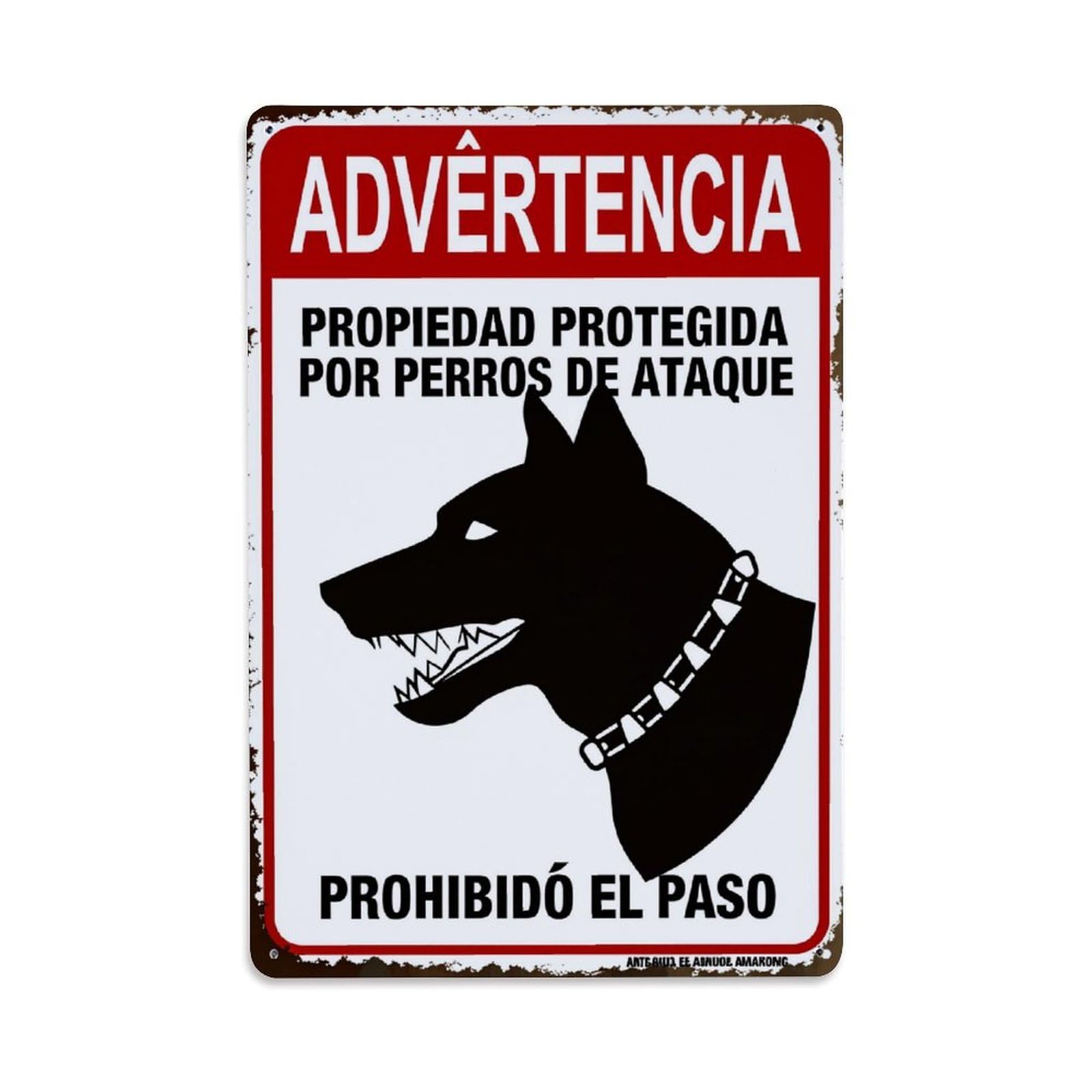 Lzwbntey Vintage Warning Private Property Attack Dogs Metal Tin Sign Retro Wall Decor For Home Bar Garage Cafe, Indoor & Outdoor Decorative Metal Poster, 8X12 Inch