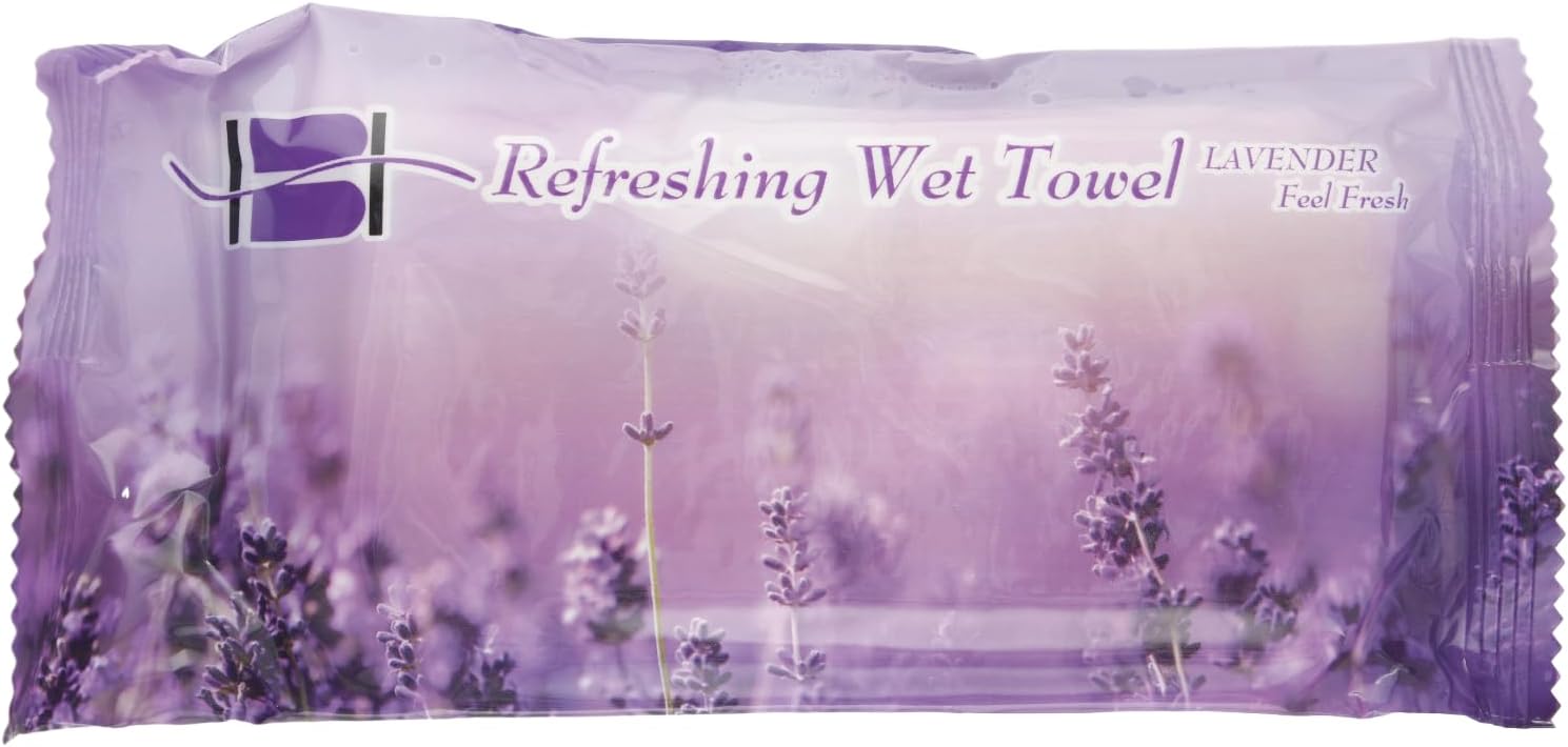HALA BEAUTY Disposable Hygienic Refreshing Scented Towel (Hot/Cold) towel For Salons & Spa & Picnics & Restaurants & Hand Cleaning 1 PACK (Lavender, PACK OF 50 PCS)