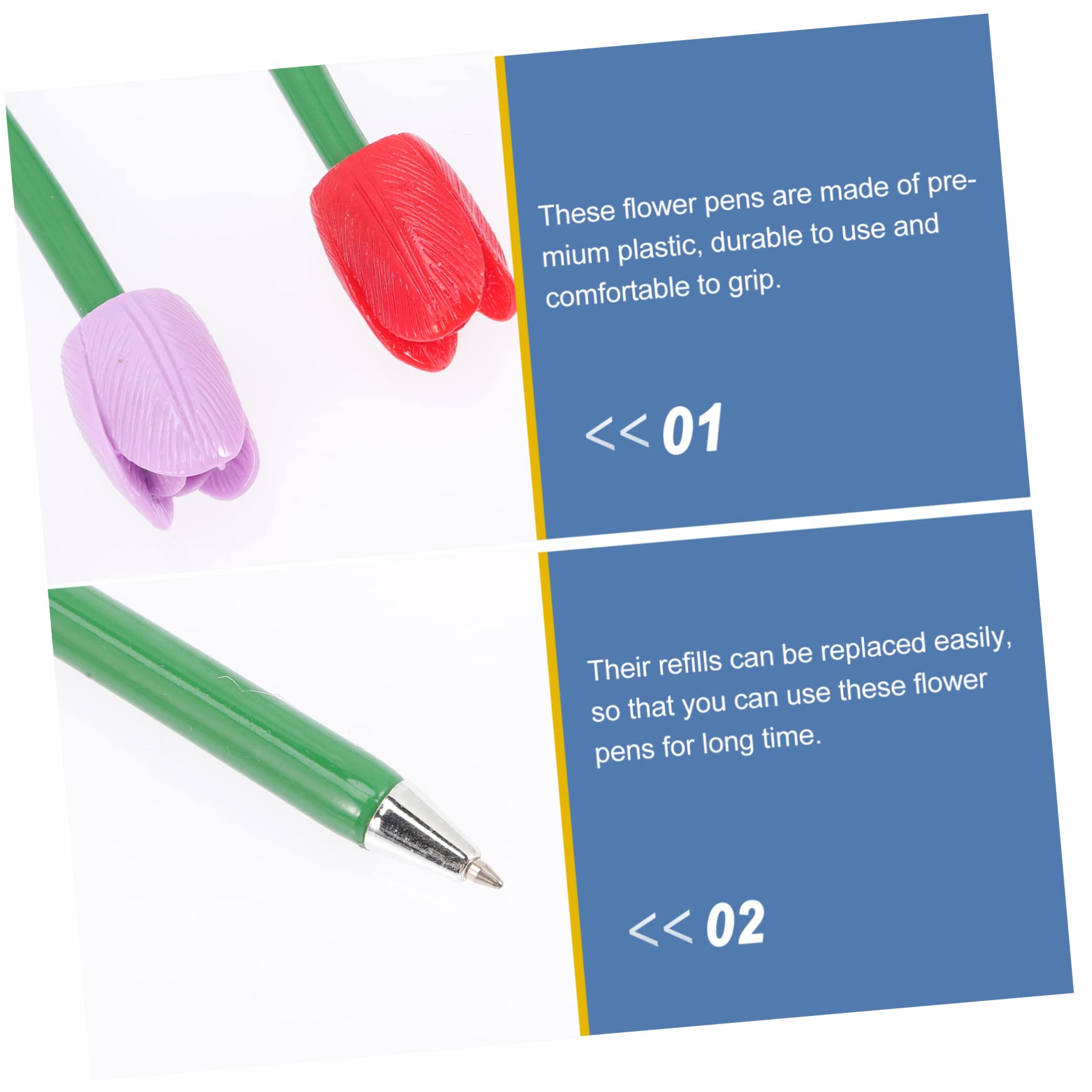 NUOBESTY 4 Set Penna A Sfera Tulipano Cancelleria Penne Mothers Day Penne Per Fiori Penna A Più Colori Rosa Mini Di Fiori Finti Floreali Novità Plastica 6 Pezzi * 4