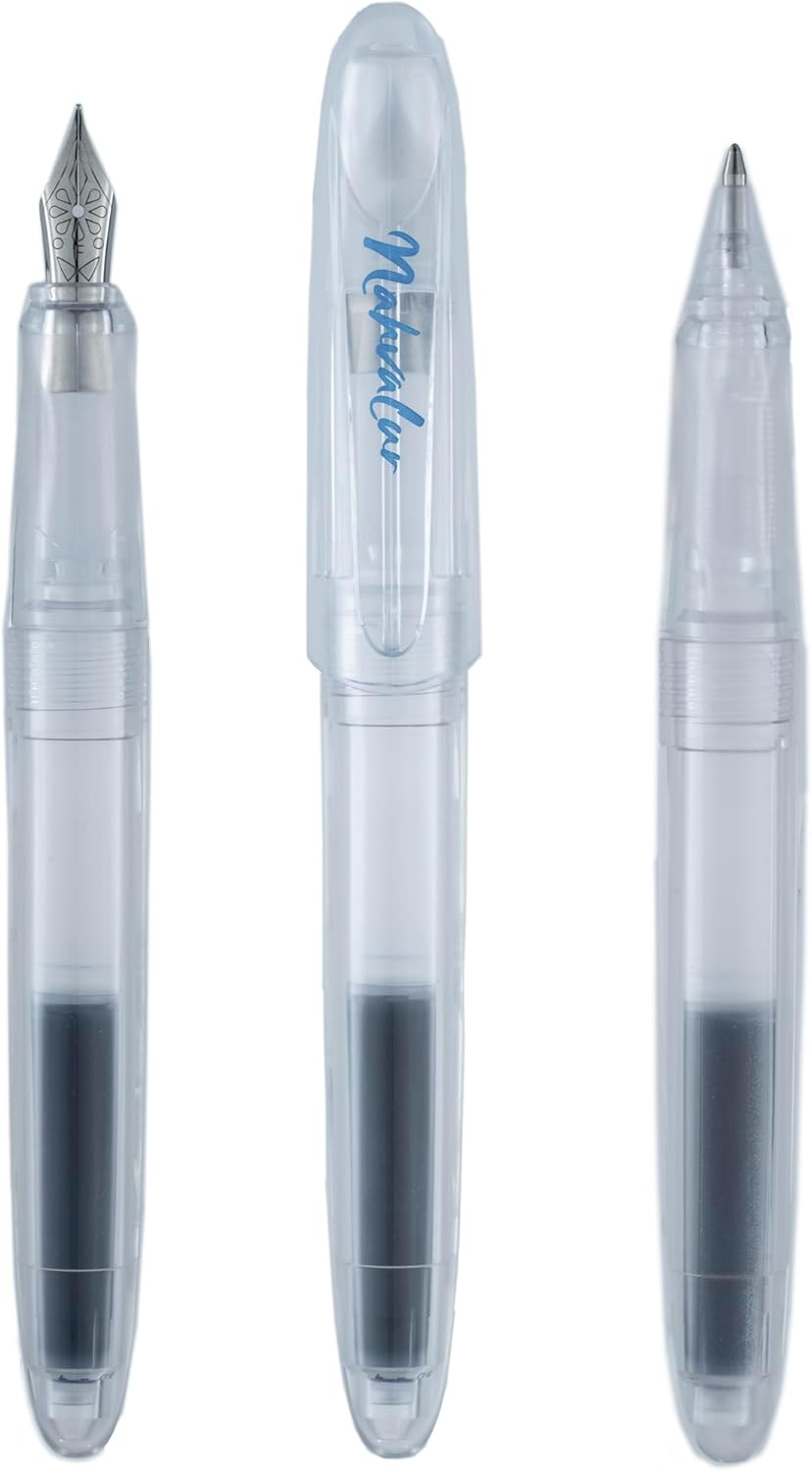 Nahvalur Triad Fountain Pen, Smooth Writing, Snap-Fit Cap, Affordable Daily Use (Demonstrator, Medium)
