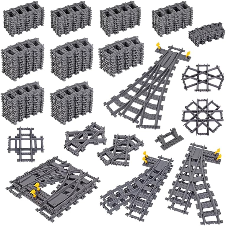 Toy Train Track Expansion Set, Building Blocks Toy for Boys & Girls, Freely Connect & Build, Includes 114 Track Pieces, Compatible with All Major Train Brands, DIY Kit