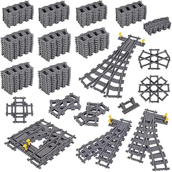 Toy Train Track Expansion Set, Building Blocks Toy for Boys & Girls, Freely Connect & Build, Includes 114 Track Pieces, Compatible with All Major Train Brands, DIY Kit