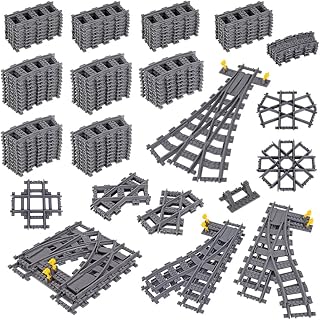 Toy Train Track Expansion Set, Building Blocks Toy for Boys & Girls, Freely Connect & Build, Includes 114 Track Pieces, Compatible with All Major Train Brands, DIY Kit