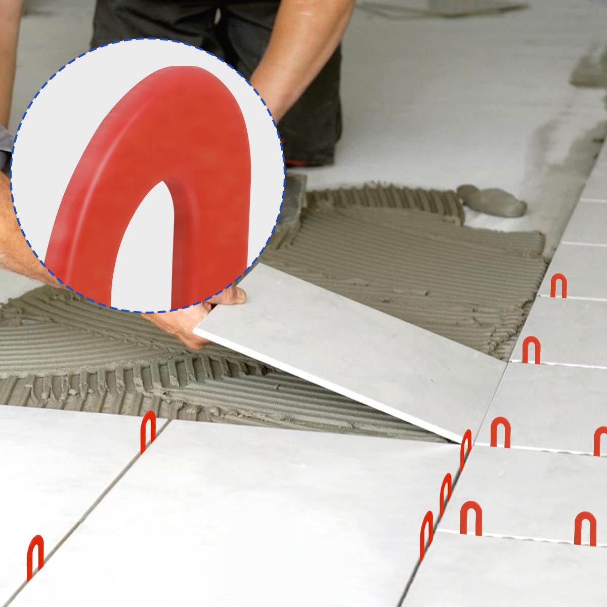3mm Fliesen Nivelliersystem, 400 Stück U-Form Fugenabstandshalter Abstandshalter Kunststoff, Fliesen Abstandshalter Nivelliersystem für Wand- und Bodenfliesen