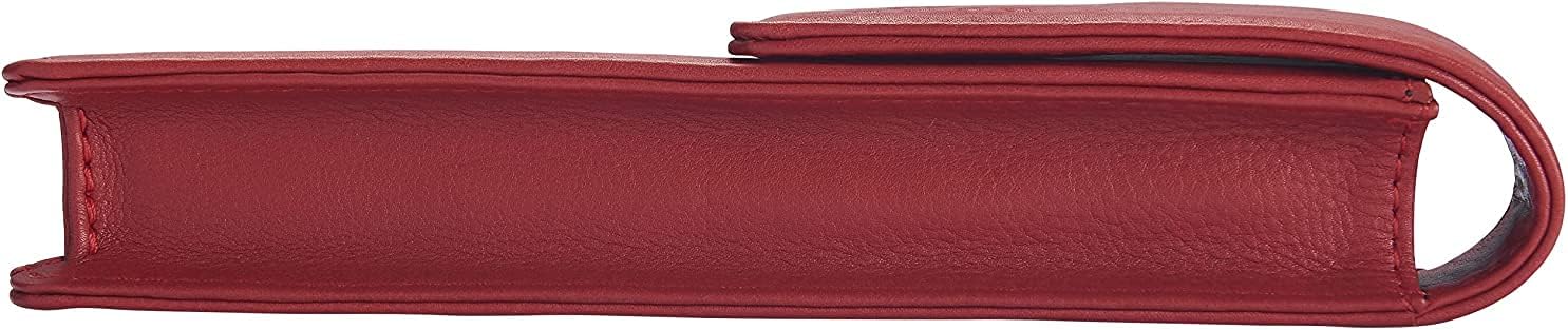 Cross Full Grain Red Leather with Matching Thread Color Combinations, Single Flip Top Pen Pouch with Secure snap, Can Accommodate Any Cross Pen