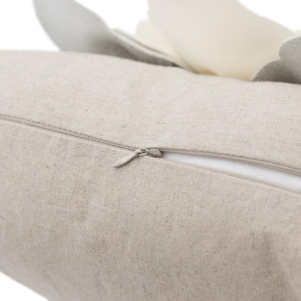 JWH Flower Throw Pillow Cover Decorative 3D Floral Accent Pillow Case Stereo Cushion Handmade Pillowcase for Car Bedroom Bed Couch Sofa 18x18 Inch Ivory White - Image 7