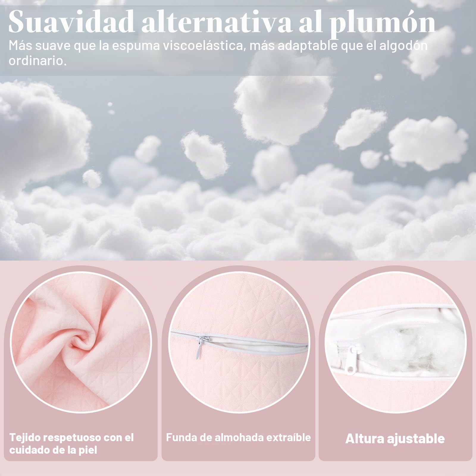 vocheer Almohada Antiarrugas, Cómoda Almohada Alternativa al Plumón para la Cara, Almohadas de Belleza Ajustables que Proporcionan Apoyo para el Cuello y Alivio del Dolor, Diseño Ergonómico Perfecto