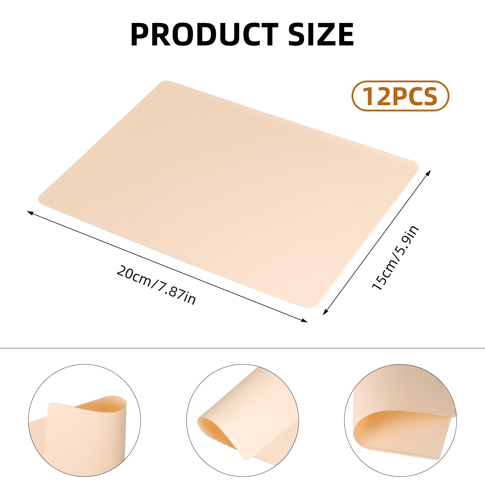 12 sztuk Skóra do ćwiczeń tatuażu, profesjonalna skóra do tatuaży tymczasowych, sztuczna skóra silikonowa dla początkujących 15 cm * 20 cm * 1 mm