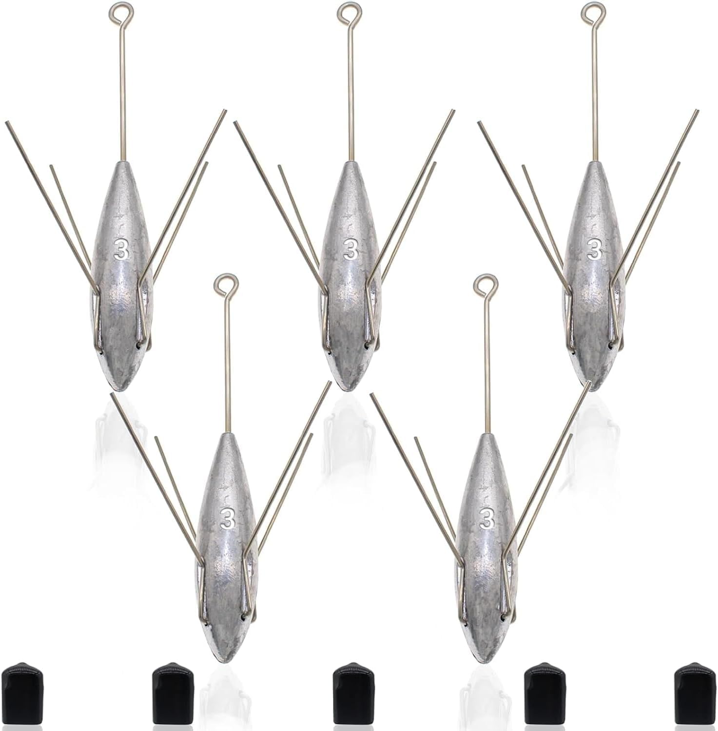 - 5 Pcs Sputnik Sinker Fishing Weights Lead Long Tail Fishing Equipment Surfing Casting Spider Sinkers for Saltwater Catfish Beach Sand Ocean
