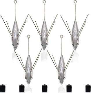 5 Pcs Sputnik Sinker Fishing Weights Lead Long Tail Fishing Equipment Surfing Casting Spider Sinkers for Saltwater Catfish Beach Sand Ocean
