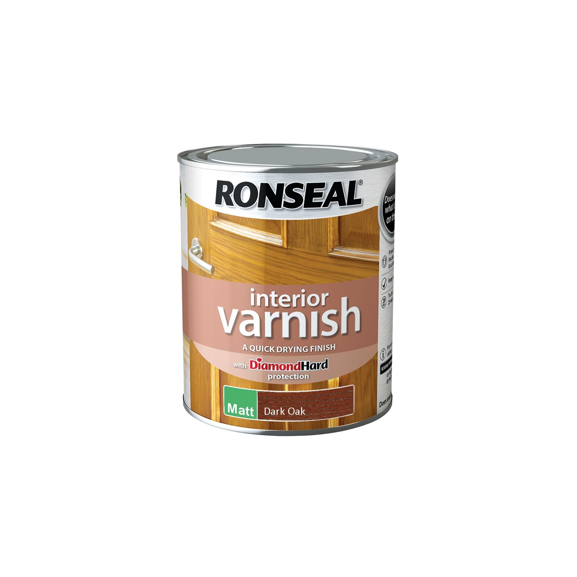 Ronseal 36865 Interior Varnish Quick Dry Matt Dark Oak 750ml