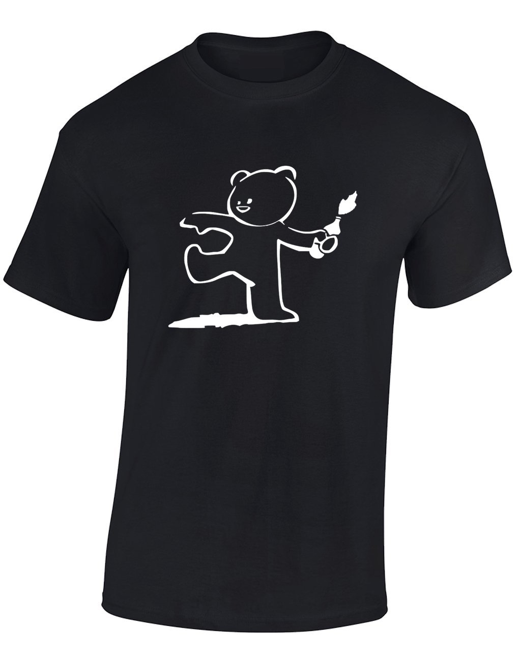 Crown Designs Teddy Bear Banksy Style Novelty Gifts for Men & Teenagers T-Shirts Tops - Black/Large