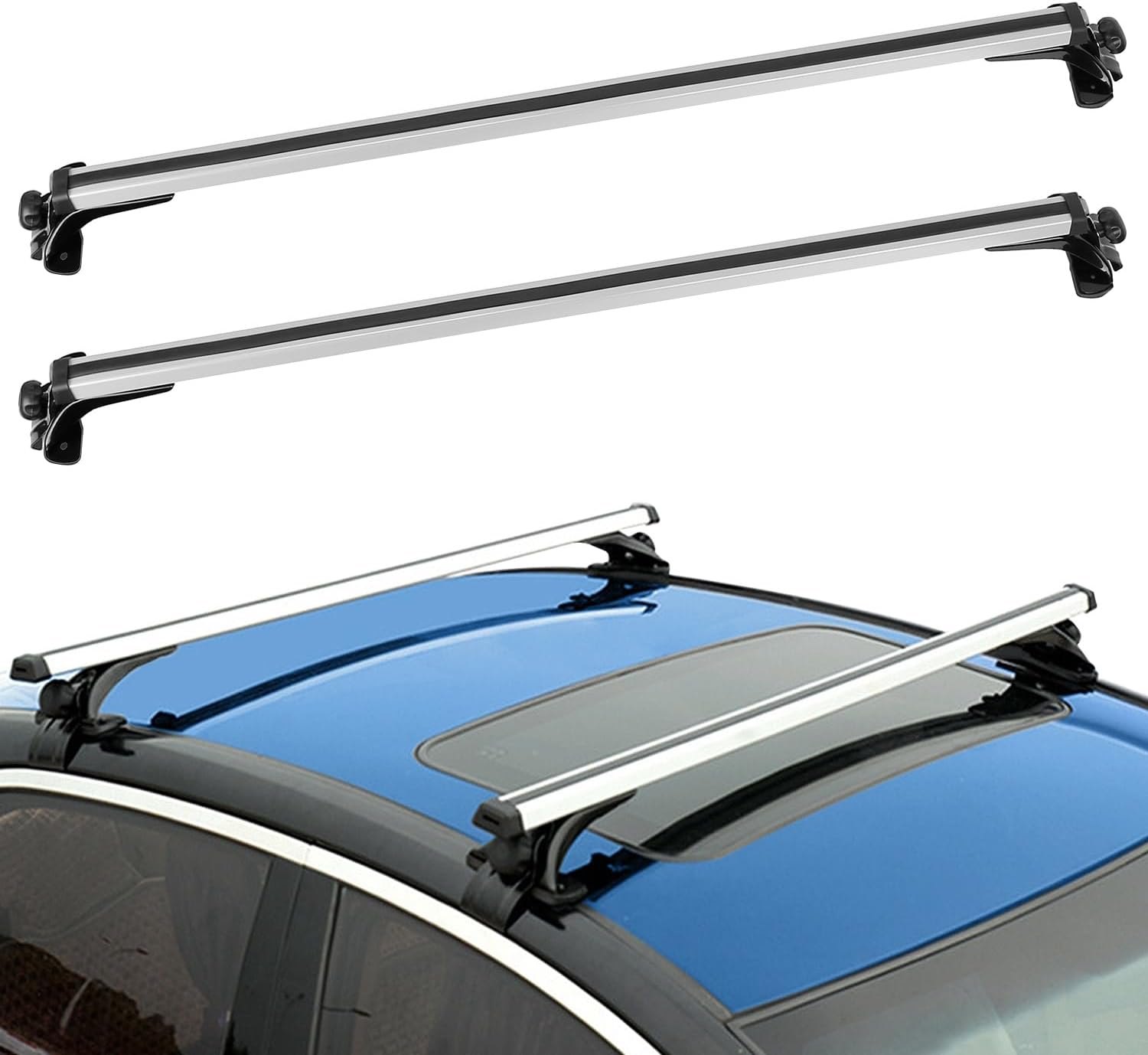 48″ Roof Rack Cross Bars Cargo Carrier Adjustable Roof Top Crossbars Universal Aluminum Crossbar Rack w/ 165LBS, Luggage Crossbars Fit for Most Vehicle Wagon Car Without Roof Side Rail 48″ Roof Rack Cross Bars Cargo Carrier Adjustable Roof Top Crossbars Universal Aluminum Crossbar Rack w/ 165LBS, Luggage Crossbars Fit for Most Vehicle Wagon Car Without Roof Side Rail