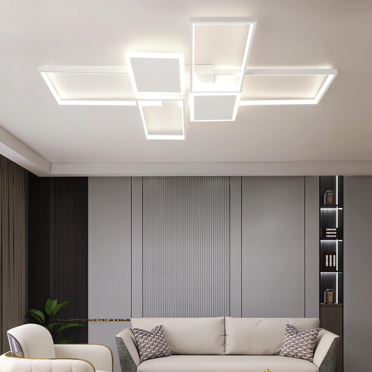 Oświetlenie sufitowe LED 125w Nowoczesna lampa sufitowa 3000k-6000k Ściemnialna lampa sufitowa Kwadratowa oprawa podtynkowa z pilotem Oświetlenie wewnętrzne do salonu Sypialnia Kuchnia