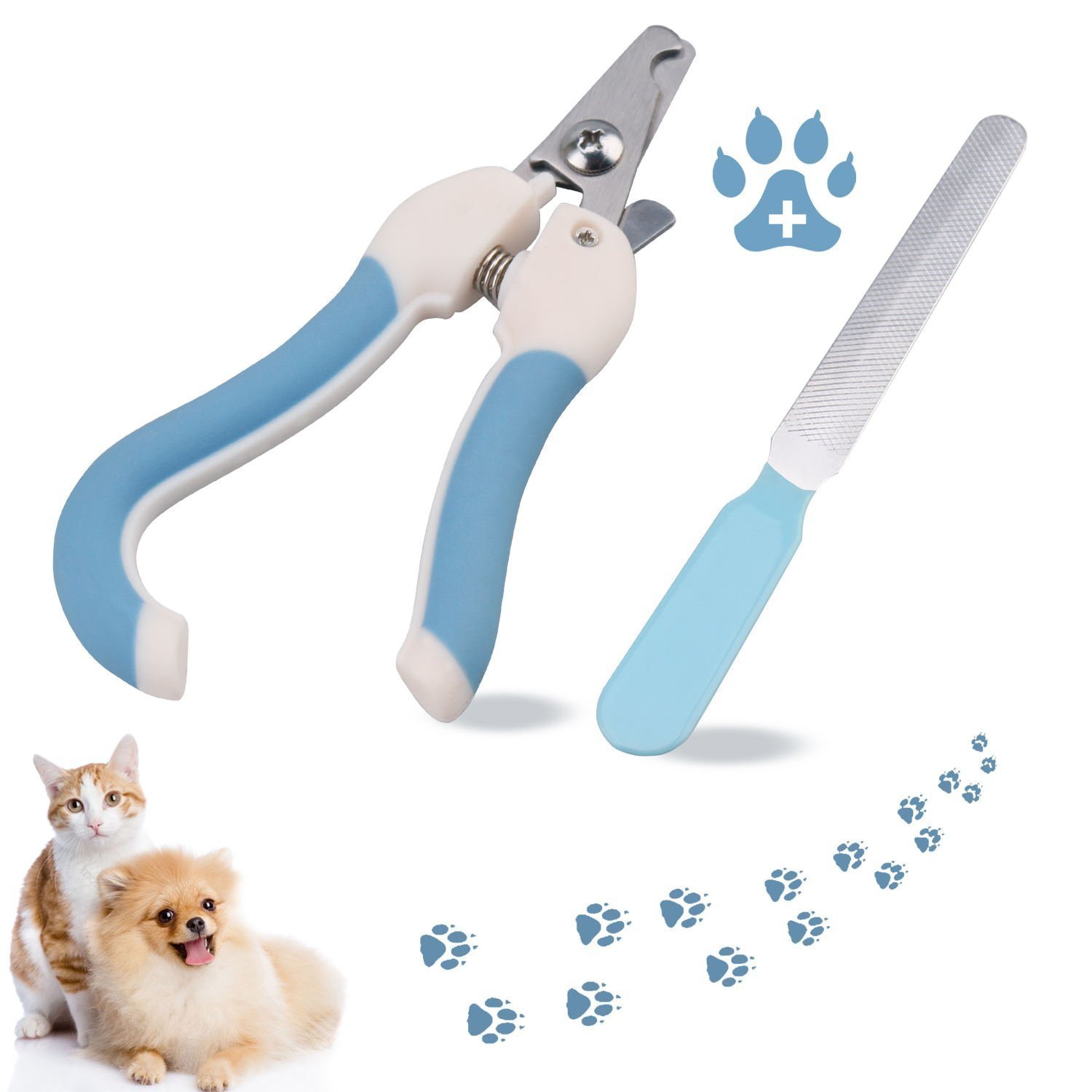 Lumbor37 Cortauñas para Perros y Gatos, Cortauñas para Mascotas Herramienta Safety Guard para Evitar el Corte Excesivo de Cortaúñas de Grado Profesional - Bb-Azul