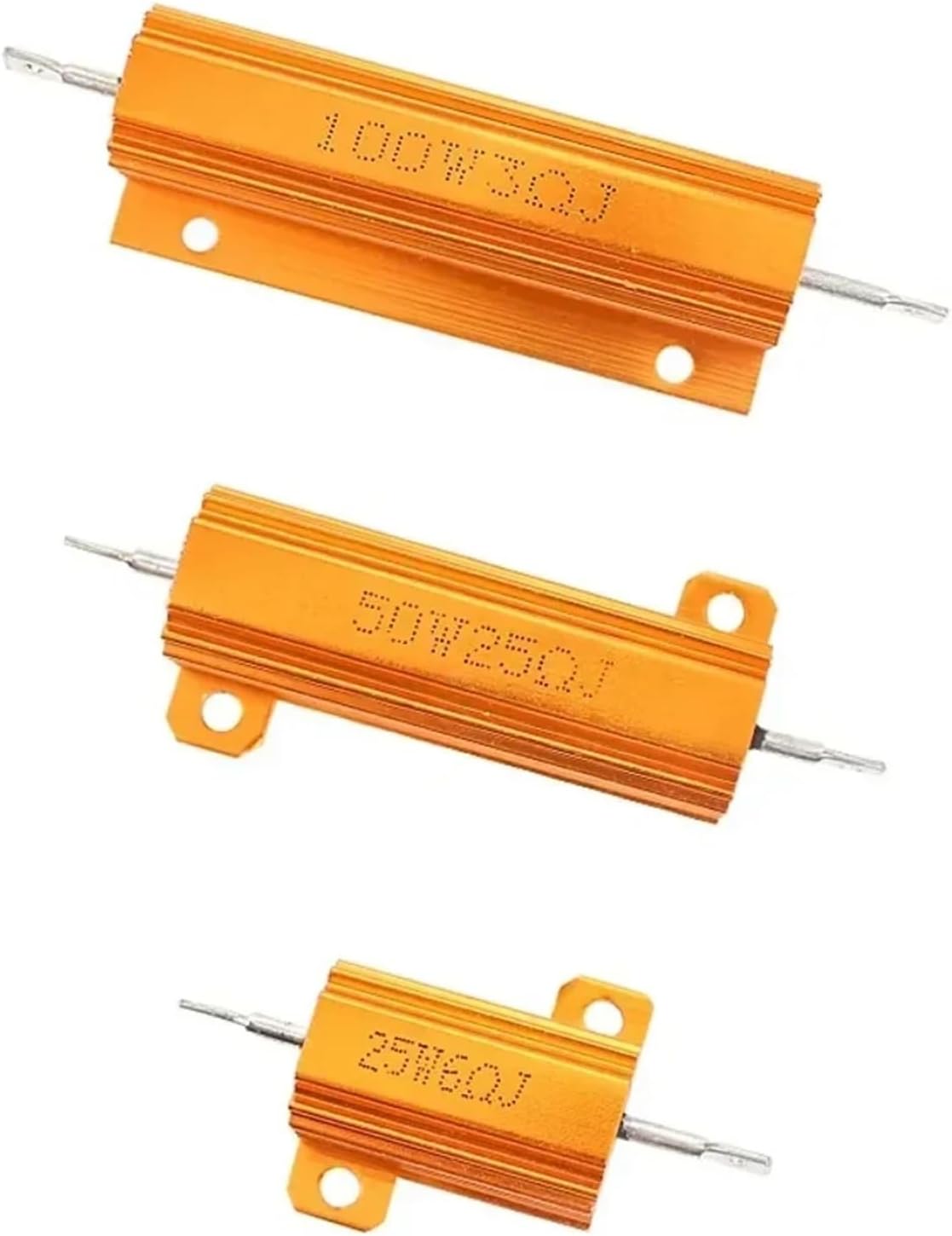 1pc 0.1~1Kohm Aluminum Power Metal Shell Case 10W 25W 50W 100W Wirewound Resistor Resistance Load Resistor 0.1ohm 3ohm 10 ohm(100W-5 ohm)