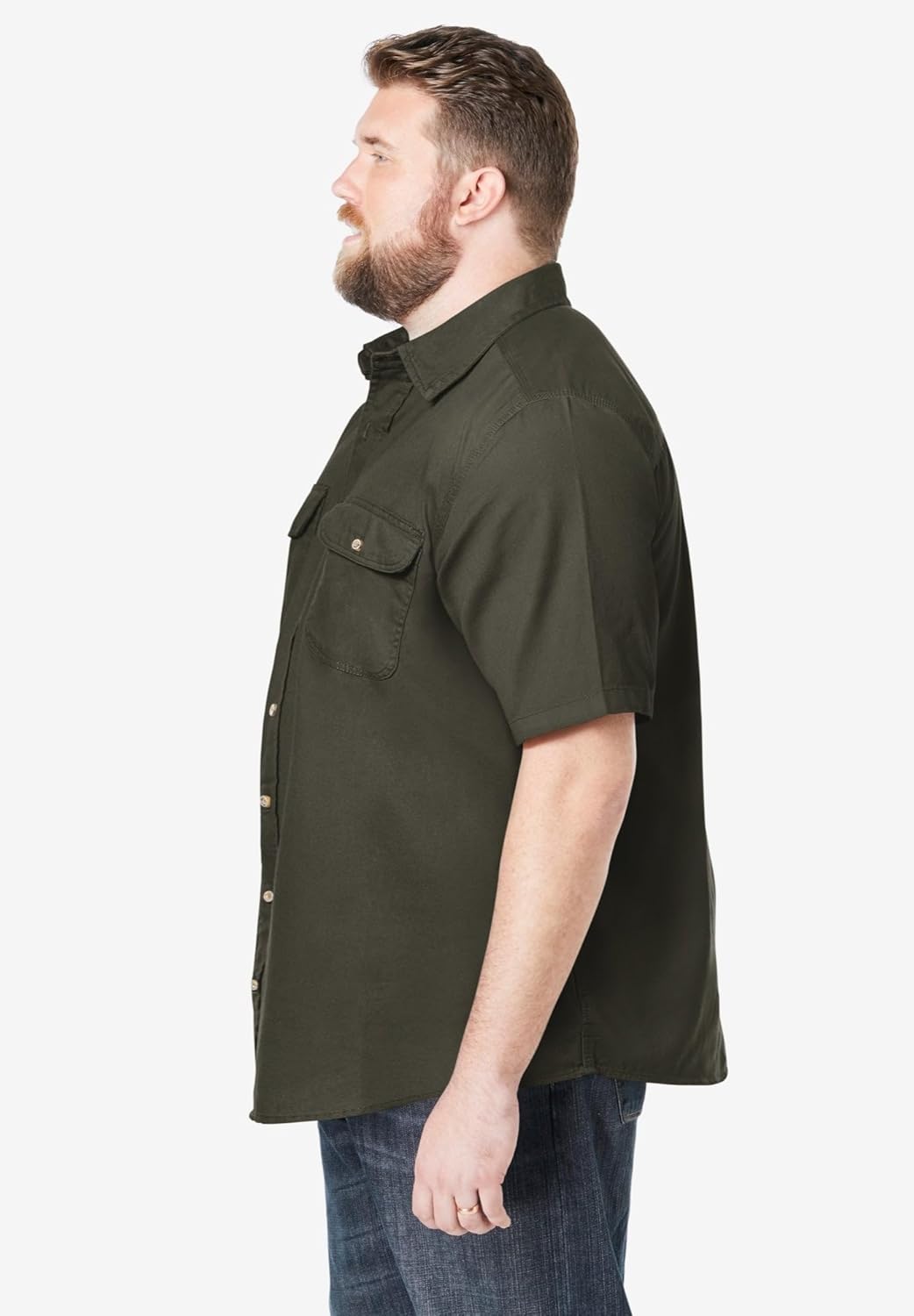 Boulder Creek by Kingsize Men's Big & Tall Short Sleeve Denim and Twill Shirt