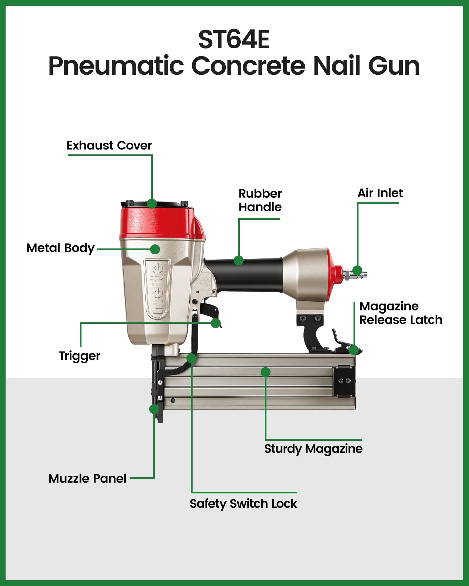 meite ST64E Concrete Nail Gun - 400 Nails -9
