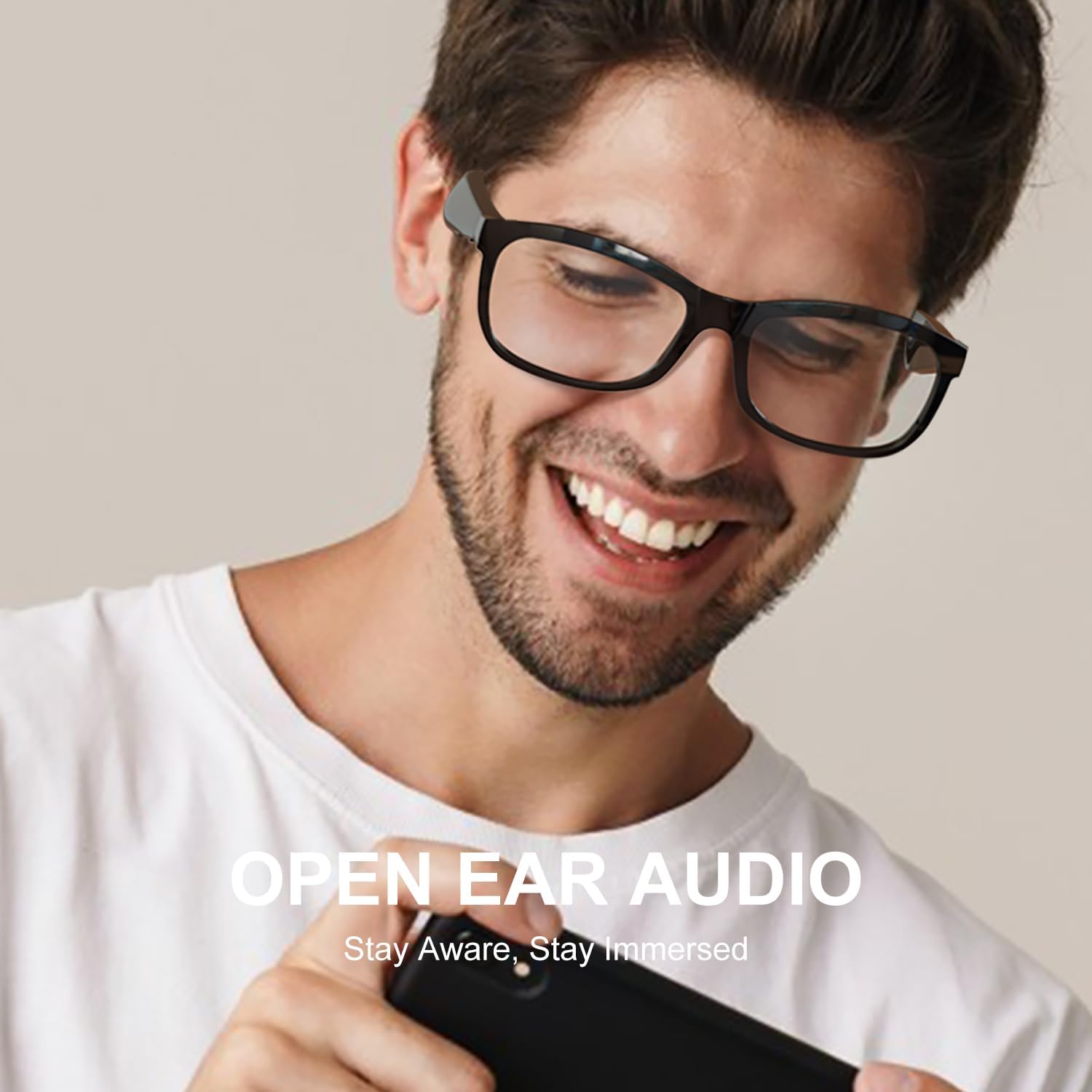 Smart Glasses | Bluetooth Glasses | 34g Ultra-Light Frame for Daily Use | Hands-Free Calls, Music & Voice Control | 8-10H Battery USB-C Charging(Photochromic Clear Lenses)