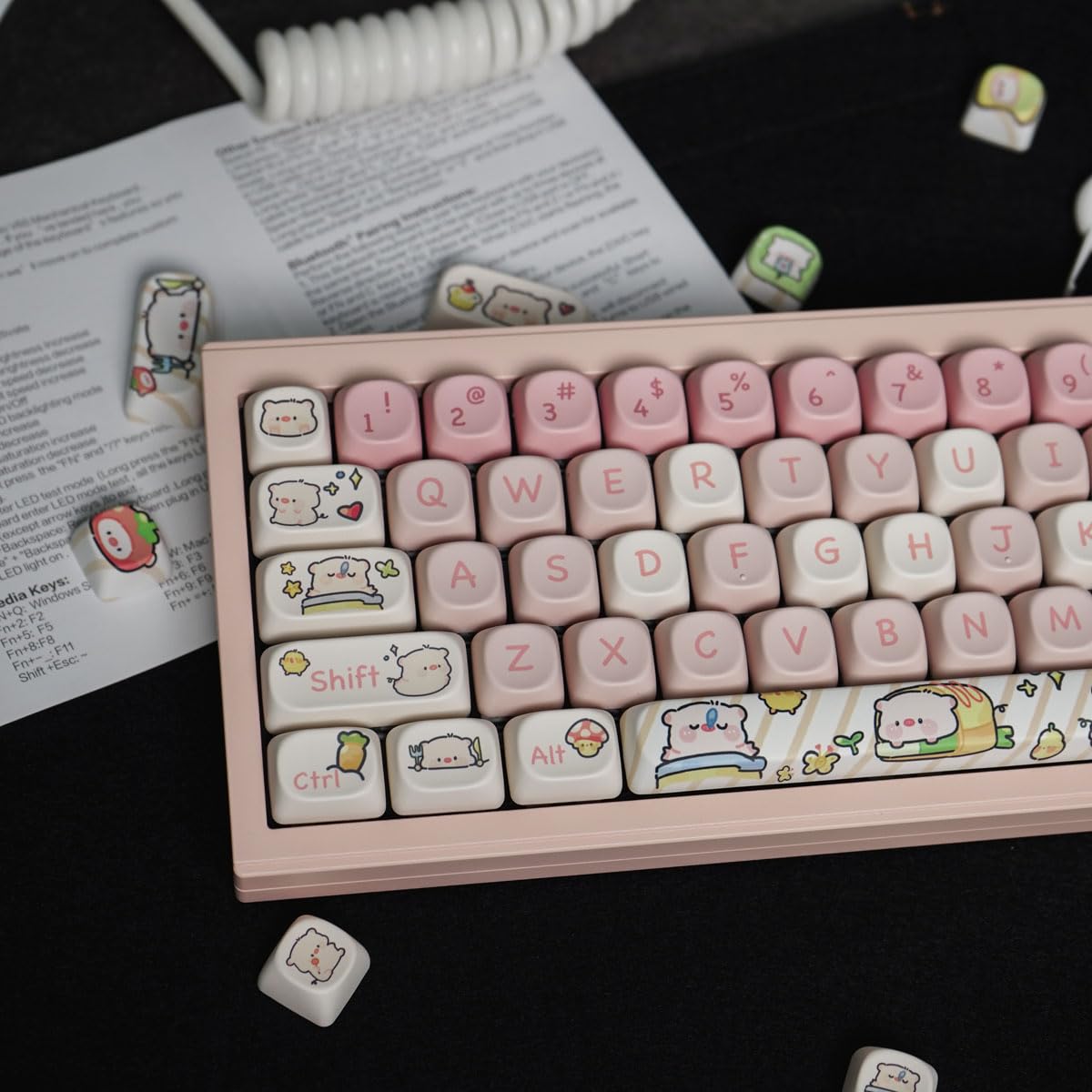 SUEHIODHY PBT Pink Pig Keycaps Set MOA Profile Cute Keycaps 144 Keys Custom Dye-Sublimation Keyboard Keycaps for 60% 65% 70% 75% 100% Cherry Gateron MX Switches Mechanical Keyboards