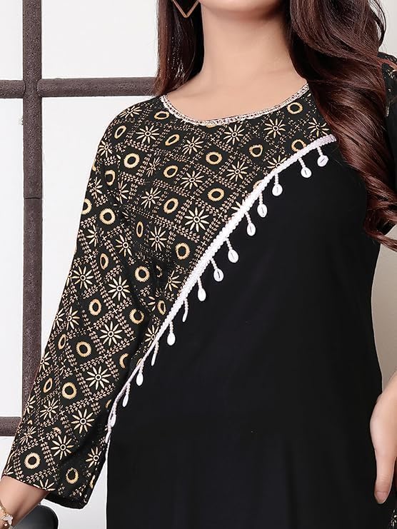 Women's Printed Viscose Rayon Straight Kurti Round Neck Short Kurti | Short Kurtis for Women on Jeans - Image 3